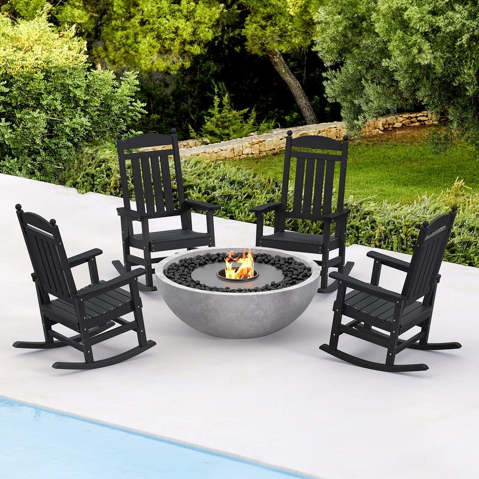 Dycanpo Outdoor Rocking Chairs Set of 4,for Backyard/Patio/Garden,HDPS ...