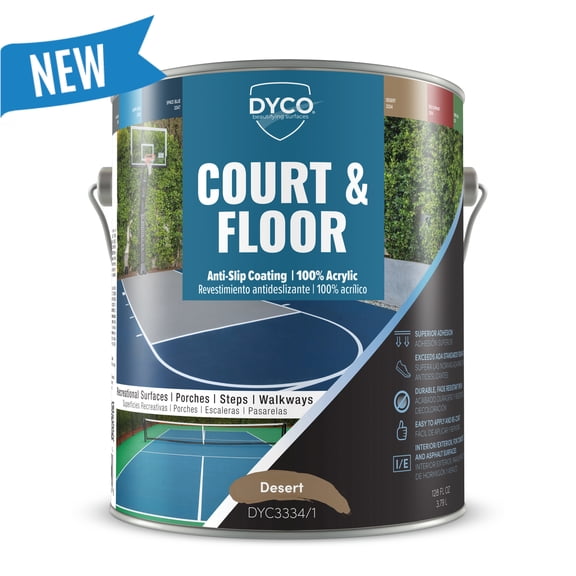 DYCO Court and Floor Anti-Slip 100% Acrylic Paint, Desert, 1 Gallon