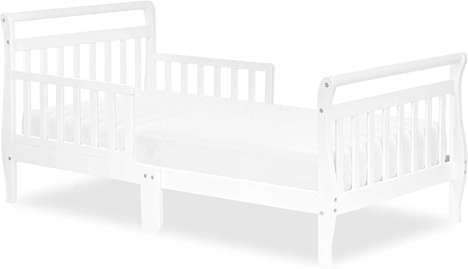 DYD Dream On Me Classic Sleigh Toddler Bed in White JPMA Certified