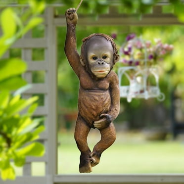 DYEXPRESS Garden Monkey Statue Outdoor Resin Hanging Figurine for Yard Patio Porch (A)