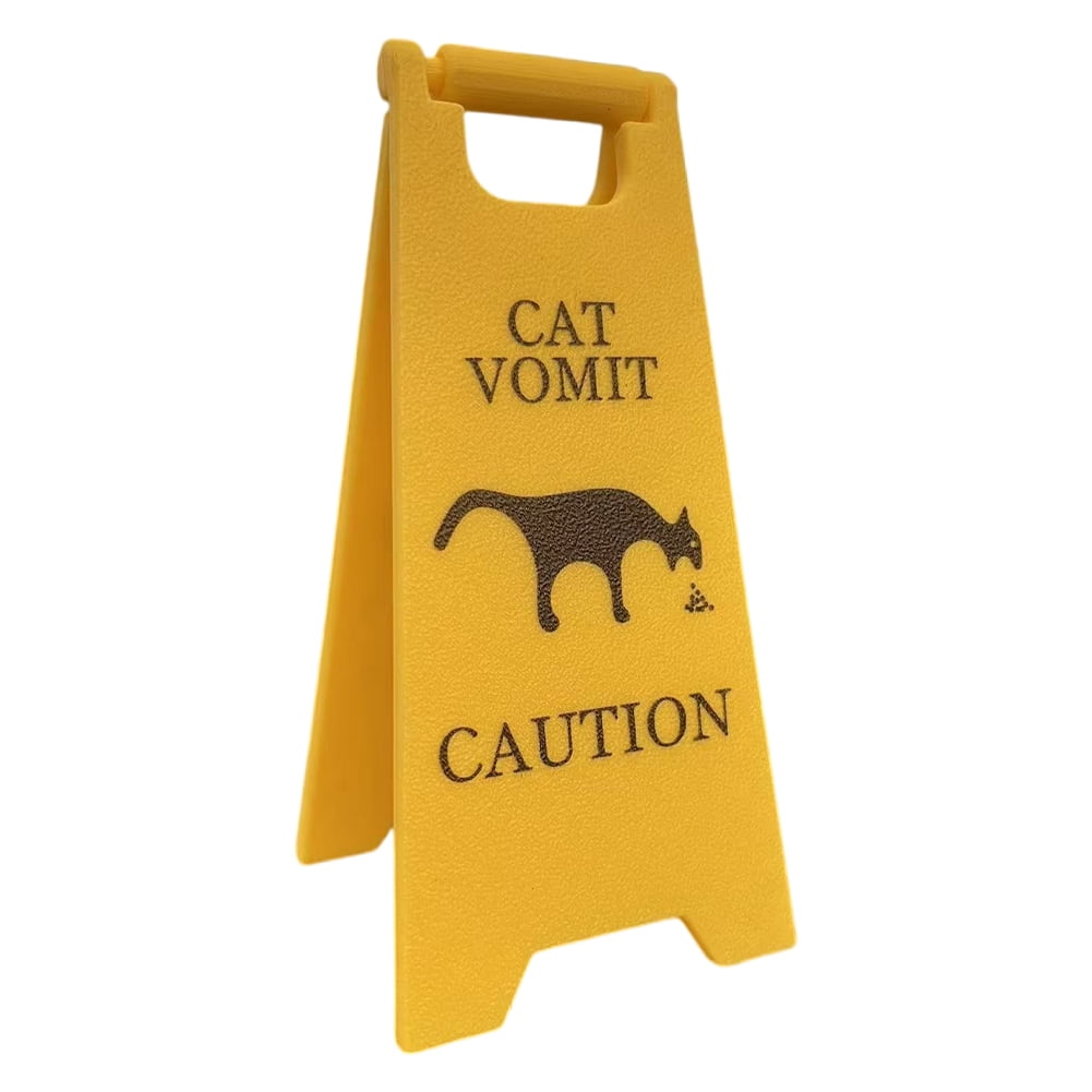 2 Pcs Funny Cat Vomit Warning Signs With Storage Box - Novelty Pet Lover Gag Gift & Desk Decor - View #4