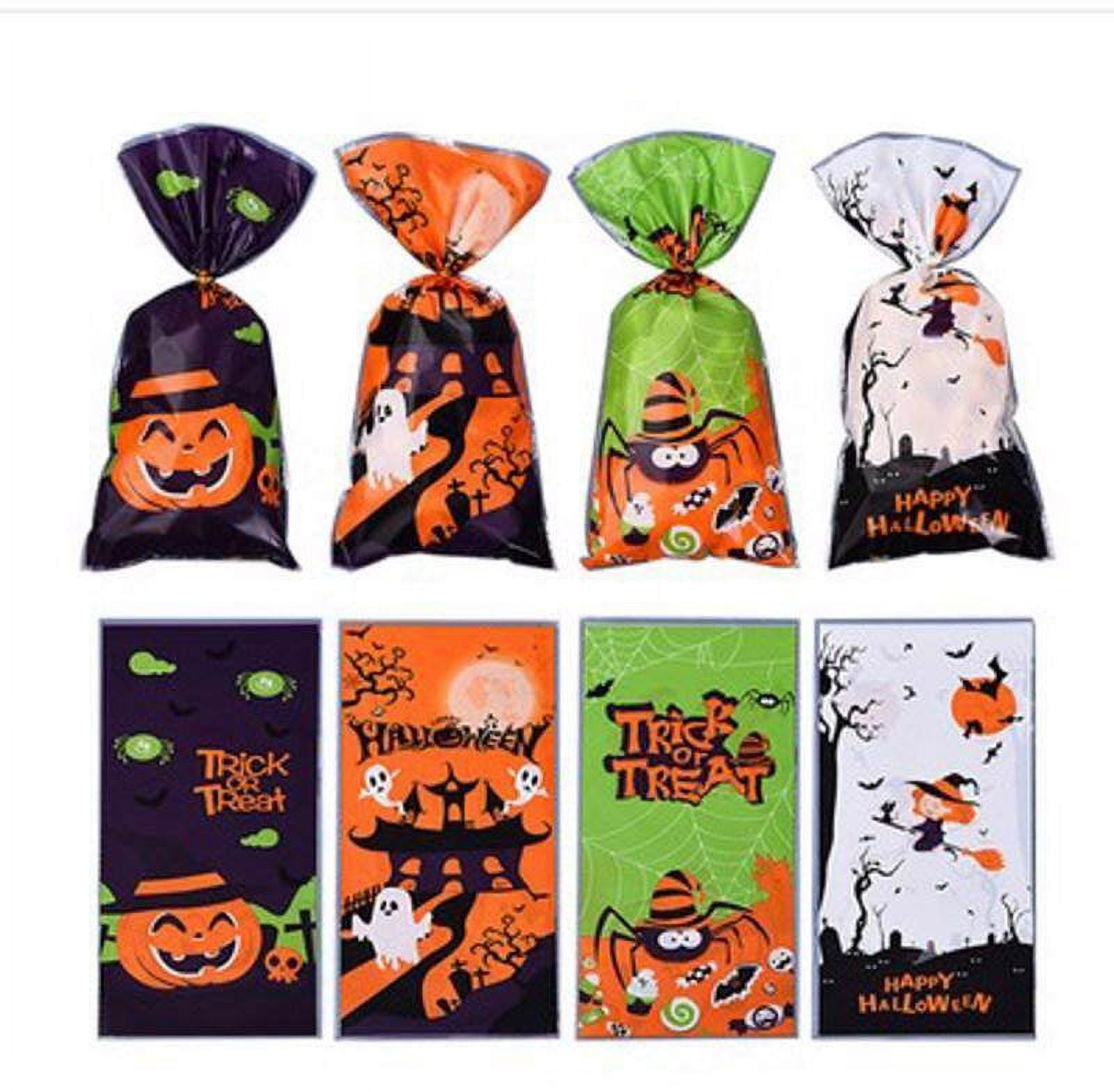 dyioo-100pcs-treat-bags-kids-trick-or-treat-bags-bats-pumpkin-and