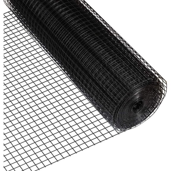 DYJP 16 Gauge 1x1" Black Vinyl Coated Welded Wire Mesh - 3ftx50ft Fence for Home Garden & Pet Protection