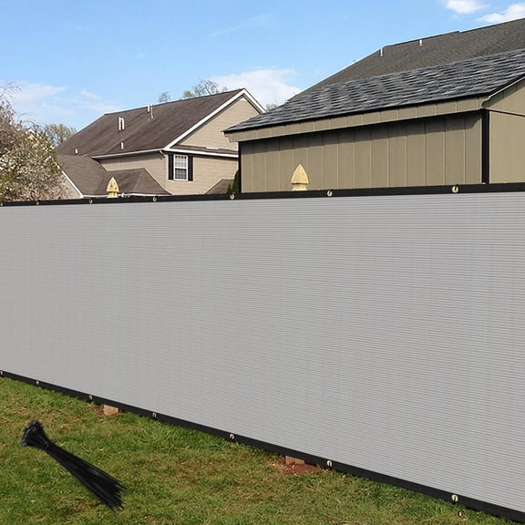 DYJP 4'x30' Heavy Duty Gray Privacy Screen - 90% UV Blockage Windscreen with Copper Grommets & Cable Ties