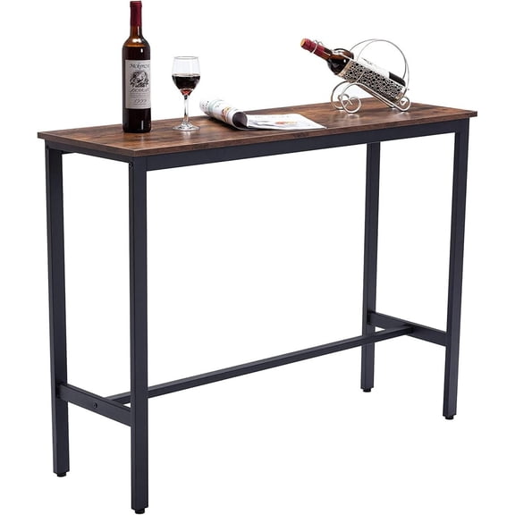 DYJP Bar Table, 40 Bar Table Table, Industrial Bar Tables for Living Room, Wood Metal Frame and Adjustable Feet, Easy to Assemble Rustic Brown