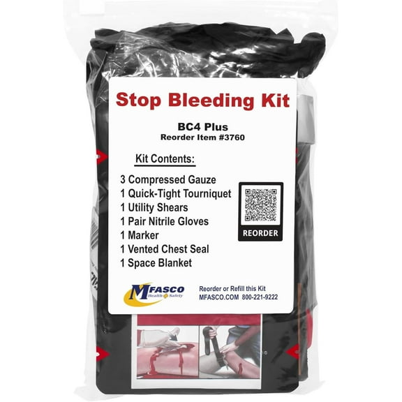 DYJP Stop The Bleed Kit Single BC4 Plus - Includes Chest Seal & Compressed Gauze - Meets Texas School Requirements - Easy Tear-Open Bag