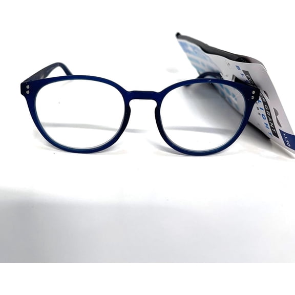 DYJP, blue light readers, Joey navy color round, shape, rubberized materials +1.50