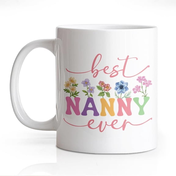 DYJYBMY Best Nanny Ever Floral Mug, Best Nanny Cup, Thank You for Being My Nanny Gifts, Mothers Day Birthday Thanksgiving Gifts for Nanny, Motivational Gift for Working Mom Sisters BBF Women