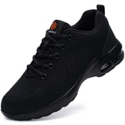 DYKHMILY Men Safety Shoes Air Cushion Steel Toe Shoe for Women Lightweight Slip Resistant Work Shoes Comfortable Breathable Safety Sneakers