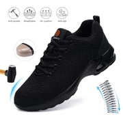 DYKHMILY Men Safety Shoes Air Cushion Steel Toe Shoe for Women Lightweight Slip Resistant Work Shoes Comfortable Breathable Safety Sneakers