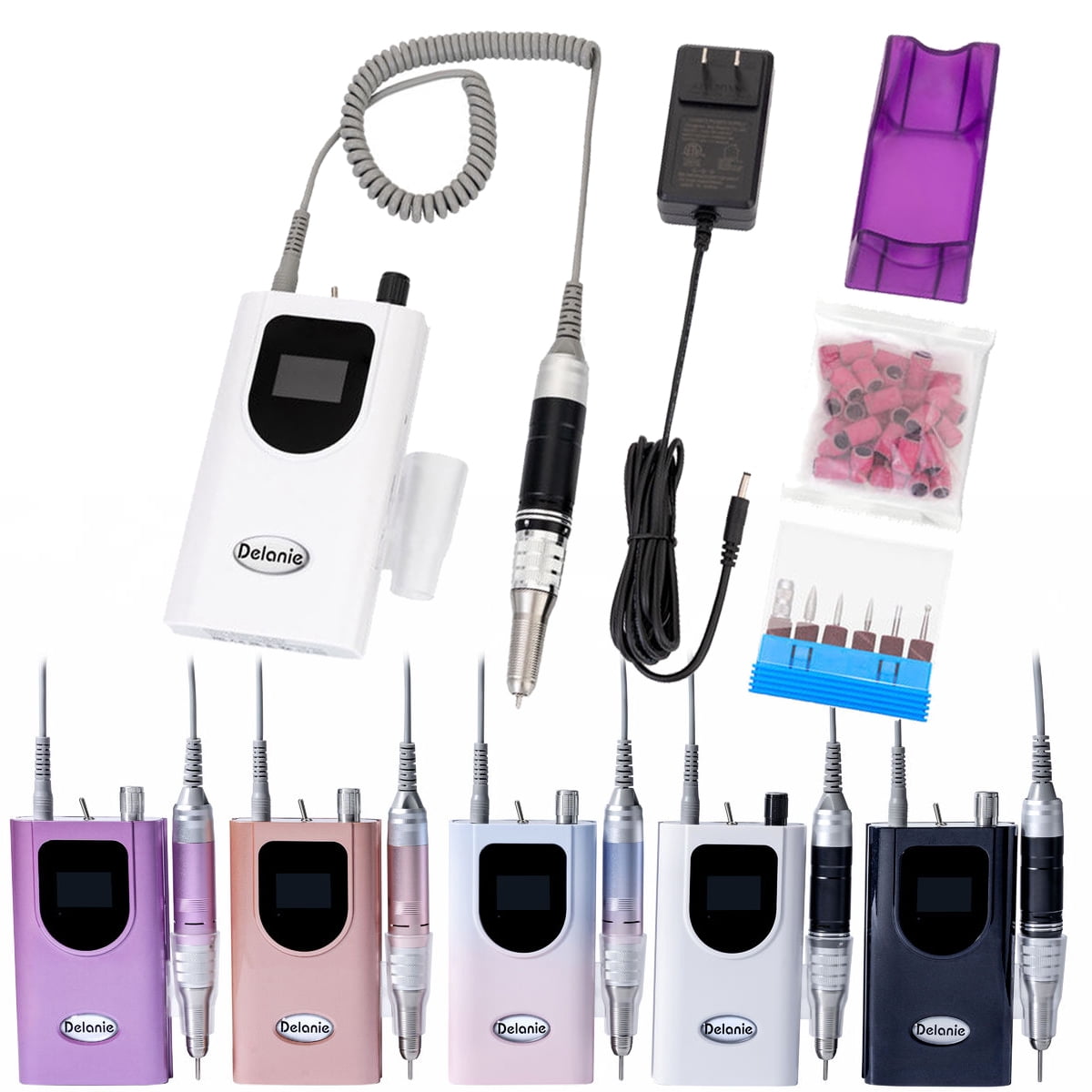 DYLA Electric Nail Drill Machine 35000RPM, Portable Nail Drill Rechargeable with 6 Drill Bits, Nail Drills for Acrylic Nails Professional E File Nail Machine Drill Professional