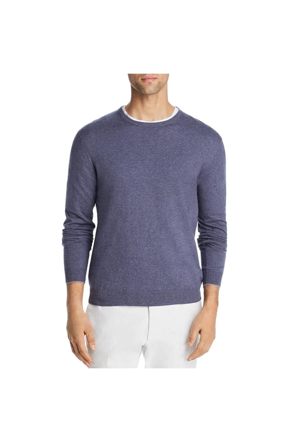 Mens Blue Heather Long Sleeve Crew Neck Shirt S