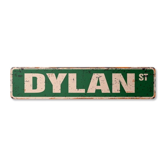 DYLAN Vintage Plastic Street Sign Childrens Name Room Sign | Indoor/Outdoor | 18" Wide