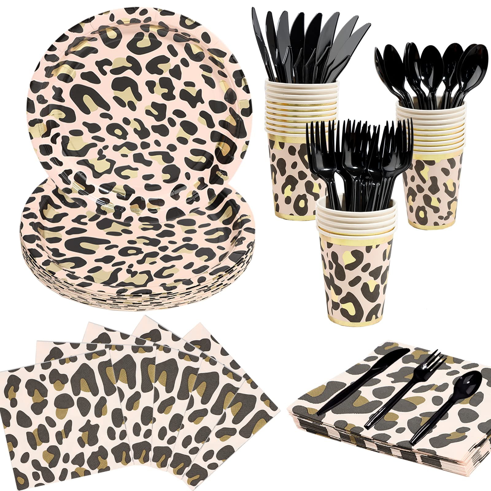 DYLIVeS 144 PCS Animal Leopard Print Party Supplies Pack, Jungle Safari