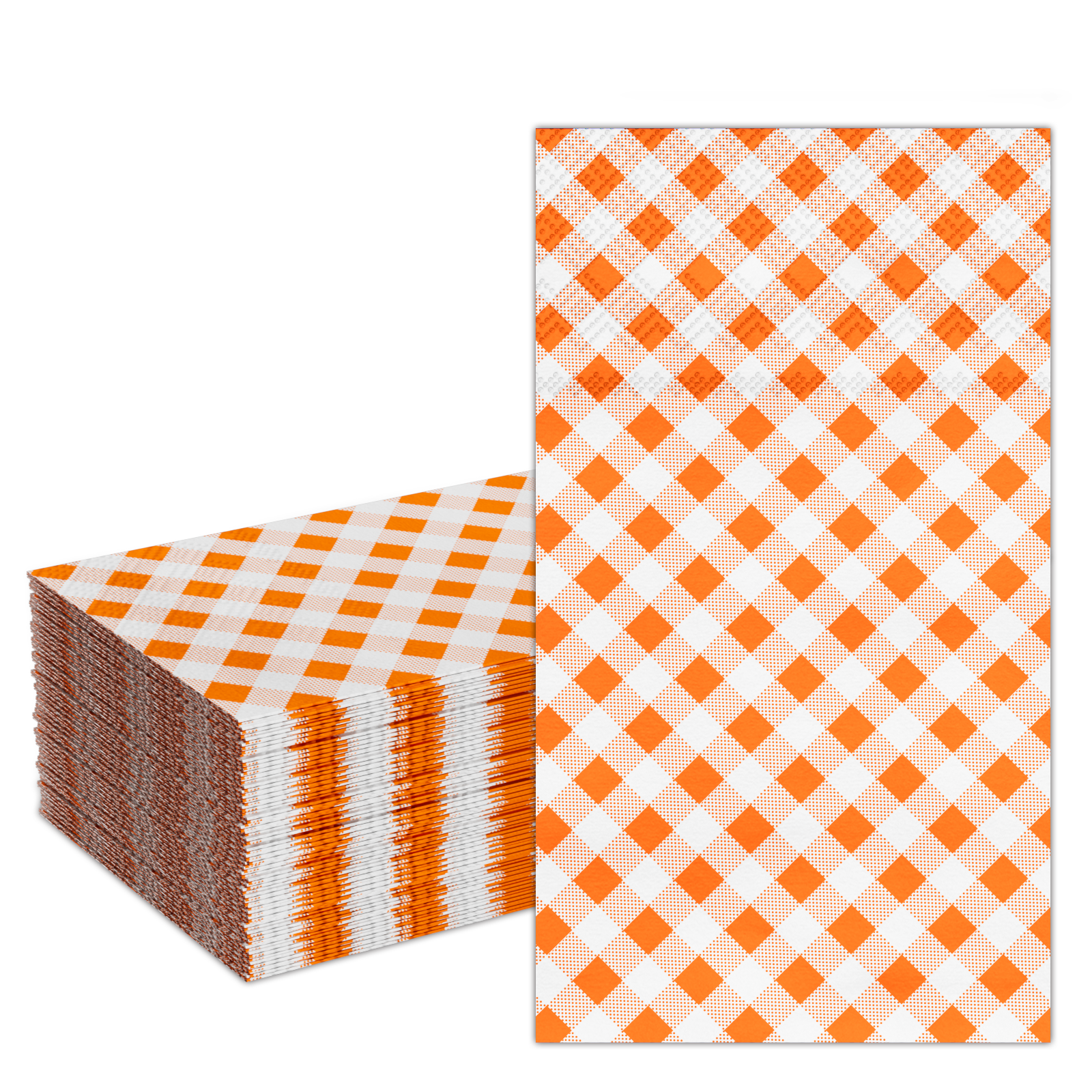 DYLIVeS 50 Count Orange Buffalo plaid Napkins Disposable Towels Orange and White Checkered Guest Napkins 3 Ply Dinner Napkins Gingham Paper Napkins - image 1 of 7