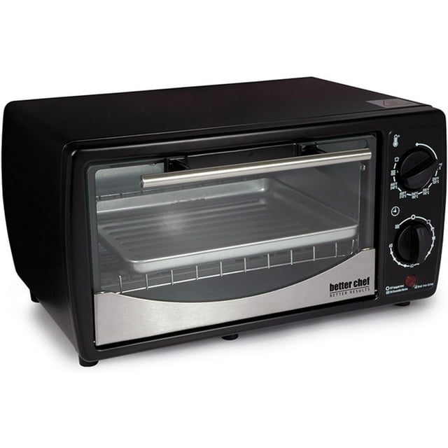 DYLP Basic Toaster Oven | 4-Slice | 60-Minute Timer | Slide Out Rack | Bake Tray | Broil (Black)