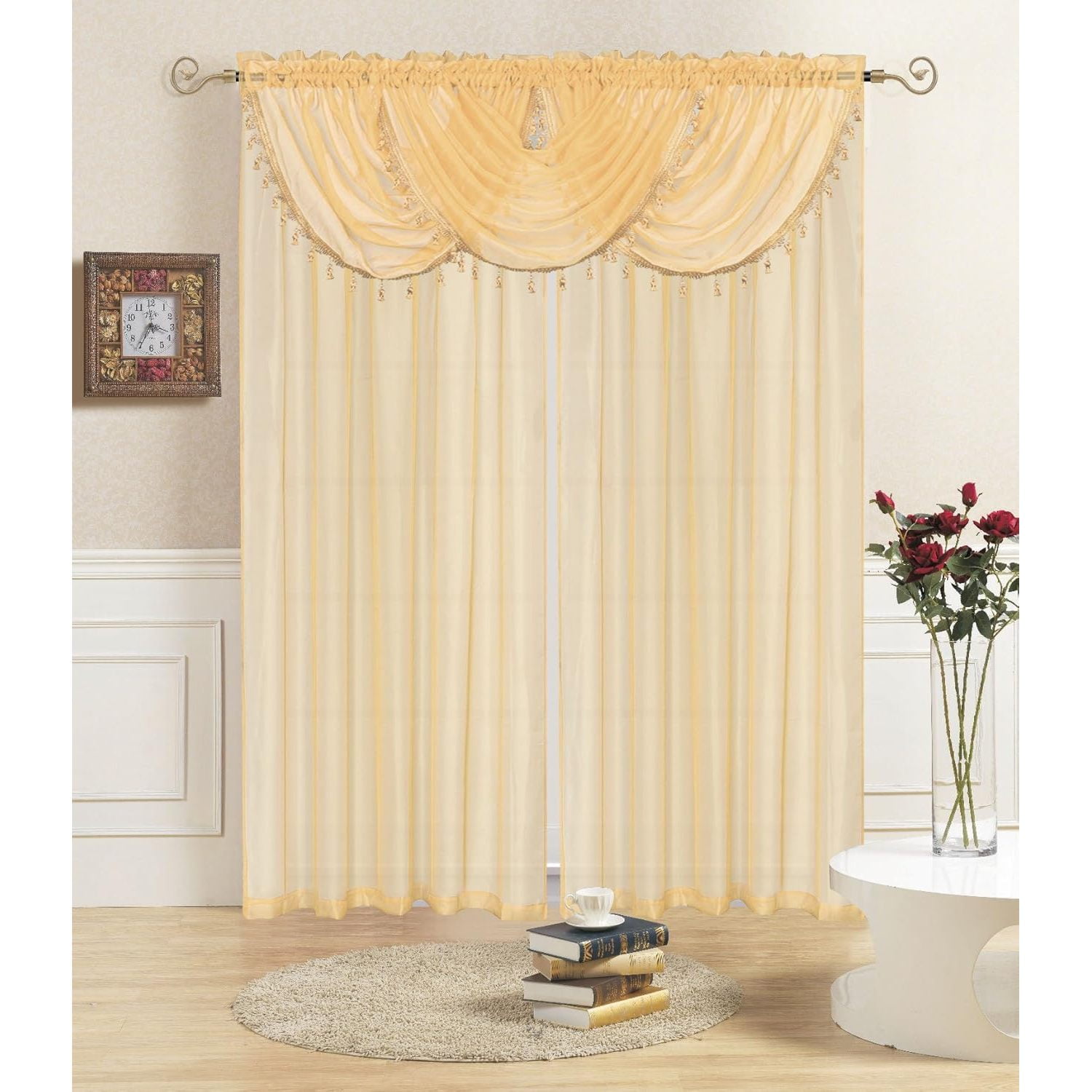 DYLP Sheer Valance Rod Pocket, Lightweight Solid Sheer with Tassel ...