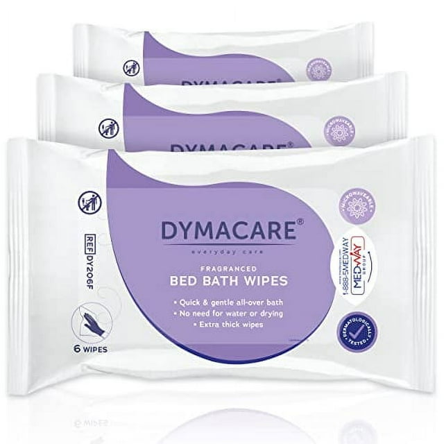 DYMACARE Full Body Scented Bed Bath Wipes RinseFree Microwaveable