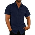 thumbnail image 1 of DYMADE Casual Pockets Lapel Button Tops Basic Short Sleeve Men's Shirt, 1 of 7