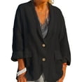 thumbnail image 1 of DYMADE Linen Blouse Casual Normcore Long Sleeve Button Tops, 1 of 8