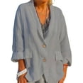 thumbnail image 1 of DYMADE Linen Blouse Casual Normcore Long Sleeve Button Tops, 1 of 4