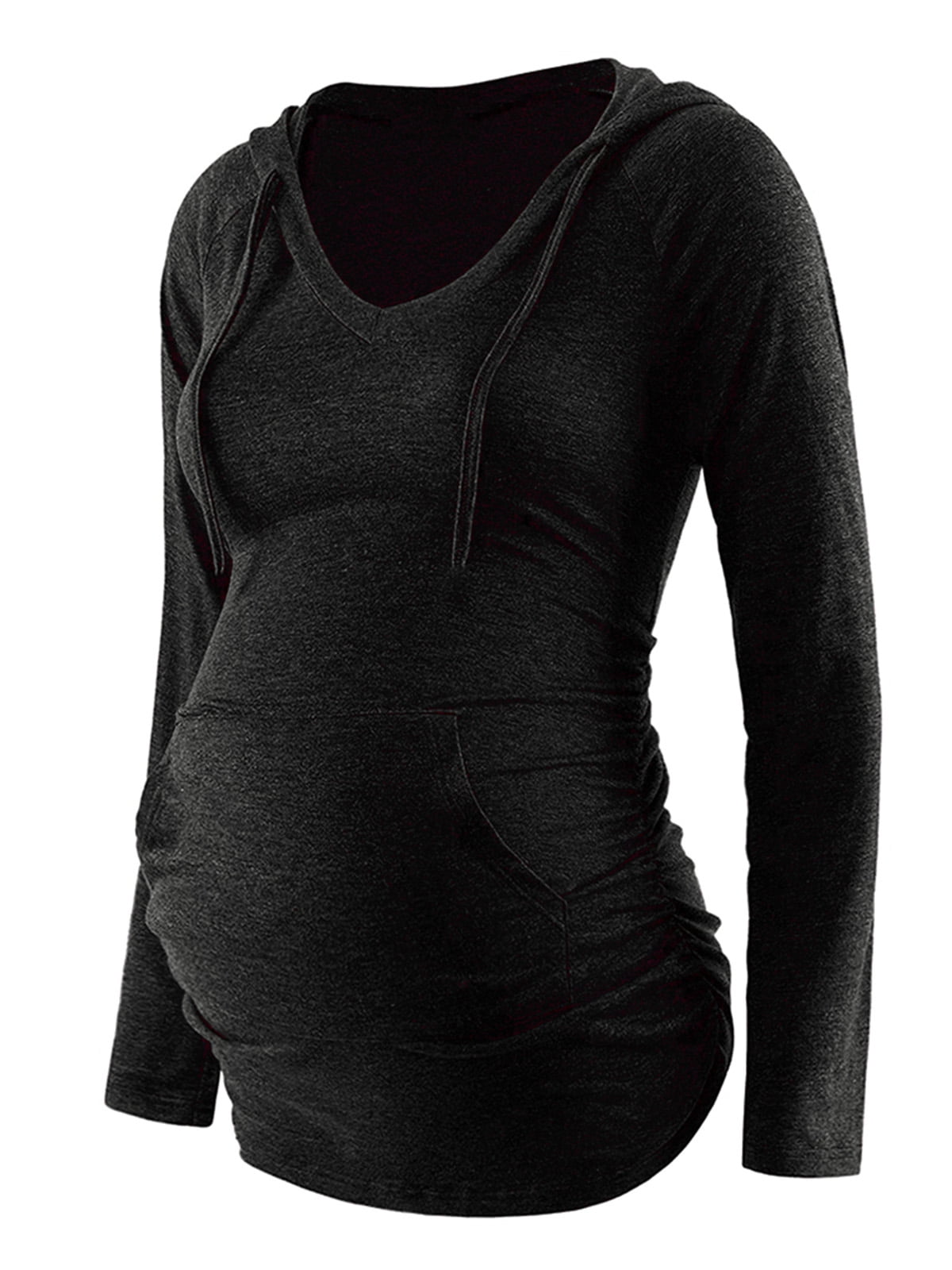 DYMADE Maternity Hoodie Long Sleeves Shirt Casual V Neck Pregnancy