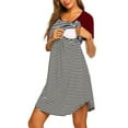 thumbnail image 1 of DYMADE Maternity Short Sleeve Stripe Nursing Nightgown for Breastfeeding Sleepwear, 1 of 7