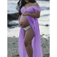 thumbnail image 1 of DYMADE Maternity V Neck Off The Shoulder Open Split Gown Maxi Photography Dress, 1 of 2