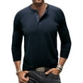 thumbnail image 1 of DYMADE Men Casual Button Henley Tops Round Neck Long Sleeve Button Pullover T-Shirt, 1 of 2