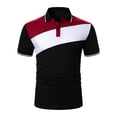 thumbnail image 1 of DYMADE Men Colorblock Short Sleeve Casual Polo Shirt Lapel T-shirt Top, 1 of 6