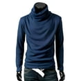 thumbnail image 1 of DYMADE Men High Collar Solid Color Slim Heap Neck Long Sleeve Top, 1 of 4