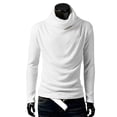 thumbnail image 1 of DYMADE Men High Collar Solid Color Slim Heap Neck Long Sleeve Top, 1 of 4