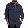 thumbnail image 1 of DYMADE Men Lapel Long Sleeve Solid Button Up Slim Fit Shirt, 1 of 4