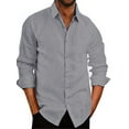 thumbnail image 1 of DYMADE Men Lapel Long Sleeve Solid Button Up Slim Fit Shirt, 1 of 4