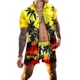 thumbnail image 1 of DYMADE Men Lapel Short Sleeve Shirt Shorts Hawaii Two Piece Sets, 1 of 4