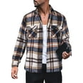 thumbnail image 1 of DYMADE Men Plaid Shirt Long Sleeve Buttons Casual Coat, 1 of 4