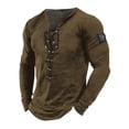 thumbnail image 1 of DYMADE Men Punk Street Style Long Sleeve Tie-Collar T-Shirt Tops, 1 of 2