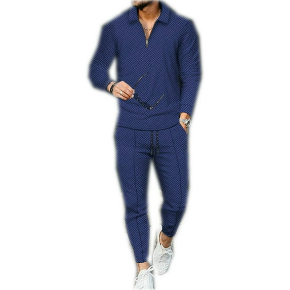 DYMADE Men Solid Color Long Sleeved Shirt And Trousers Two-piece Sports Suit