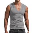thumbnail image 1 of DYMADE Men Spliced V-Neck Summer Tank Home Classic Casual Style Slim T-Shirts Top, 1 of 4
