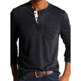 thumbnail image 1 of DYMADE Men Spring Classic Long Sleeve Buttons Henley T-Shirt Tops, 1 of 3