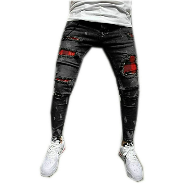 Casual Patchwork Ripped Skinny Denim Jeans Casual Patchwork Ripped Skinny Denim Jeans