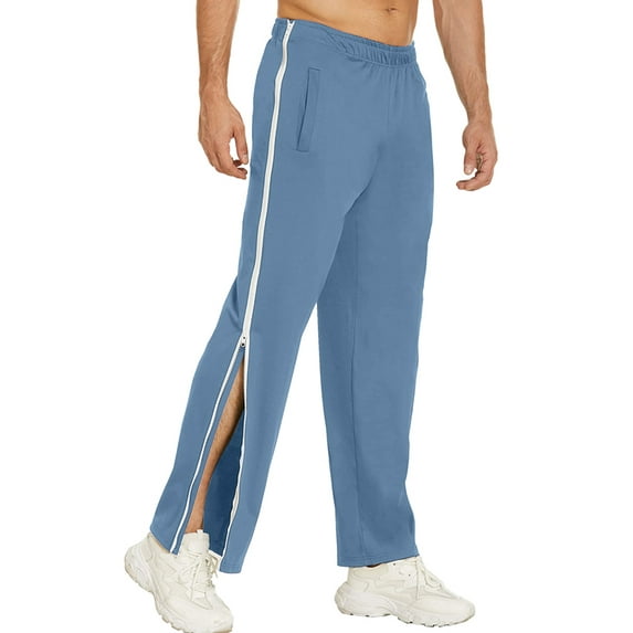 DYMADE Men Sweatpants Activewear Zipper Elastic Waist Full Length Pant for Surgery Recovery