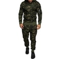 thumbnail image 1 of DYMADE Men Zippered Drawstring Hooded Camouflage Sports Long Sleeve Sweatshirt And Pants 2PCs Suit, 1 of 3