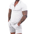 thumbnail image 1 of DYMADE Men's Casual Zipper Lapel Short Sleeve Top Shorts Sports Suit, 1 of 4