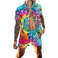 thumbnail image 1 of DYMADE Men's Hawaii Beach 2 Pcs Sets Buckle Single Breasted Shirts Elastic Waist Casual Shorts, 1 of 2