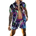 thumbnail image 1 of DYMADE Men's Hawaii Beach 2 Pcs Sets Buckle Single Breasted Shirts Elastic Waist Casual Shorts, 1 of 2