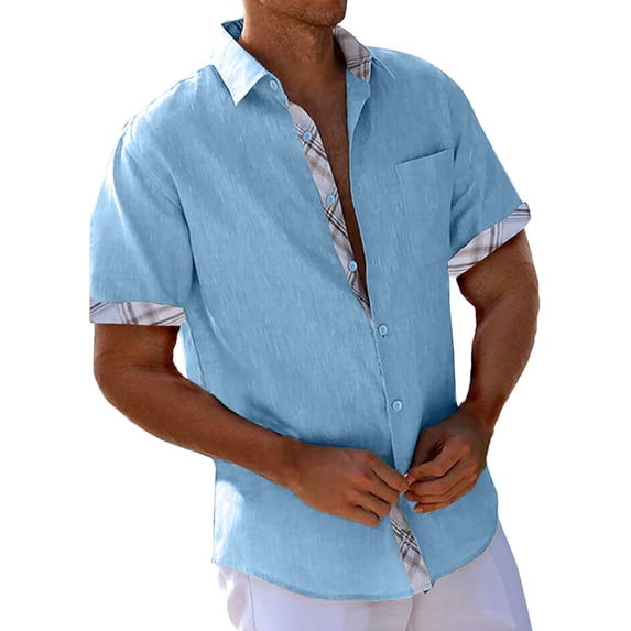 DYMADE Men's Hawaii Beach Vacation Cardigan Button Down Contrast Collar Shirt