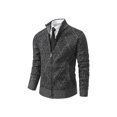 thumbnail image 1 of DYMADE Men's Knitted Geometric Full Zip Stand-Up Collar Knitted Bolero Cardican Sweater, 1 of 4
