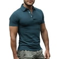 thumbnail image 1 of DYMADE Men's Slim Lapel Short Sleeve T-Shirt Tops, 1 of 4