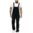 thumbnail image 1 of DYMADE Men's Solid Denim Overalls Loose Fit Suspender Rompers Denim Bib Pants, 1 of 4